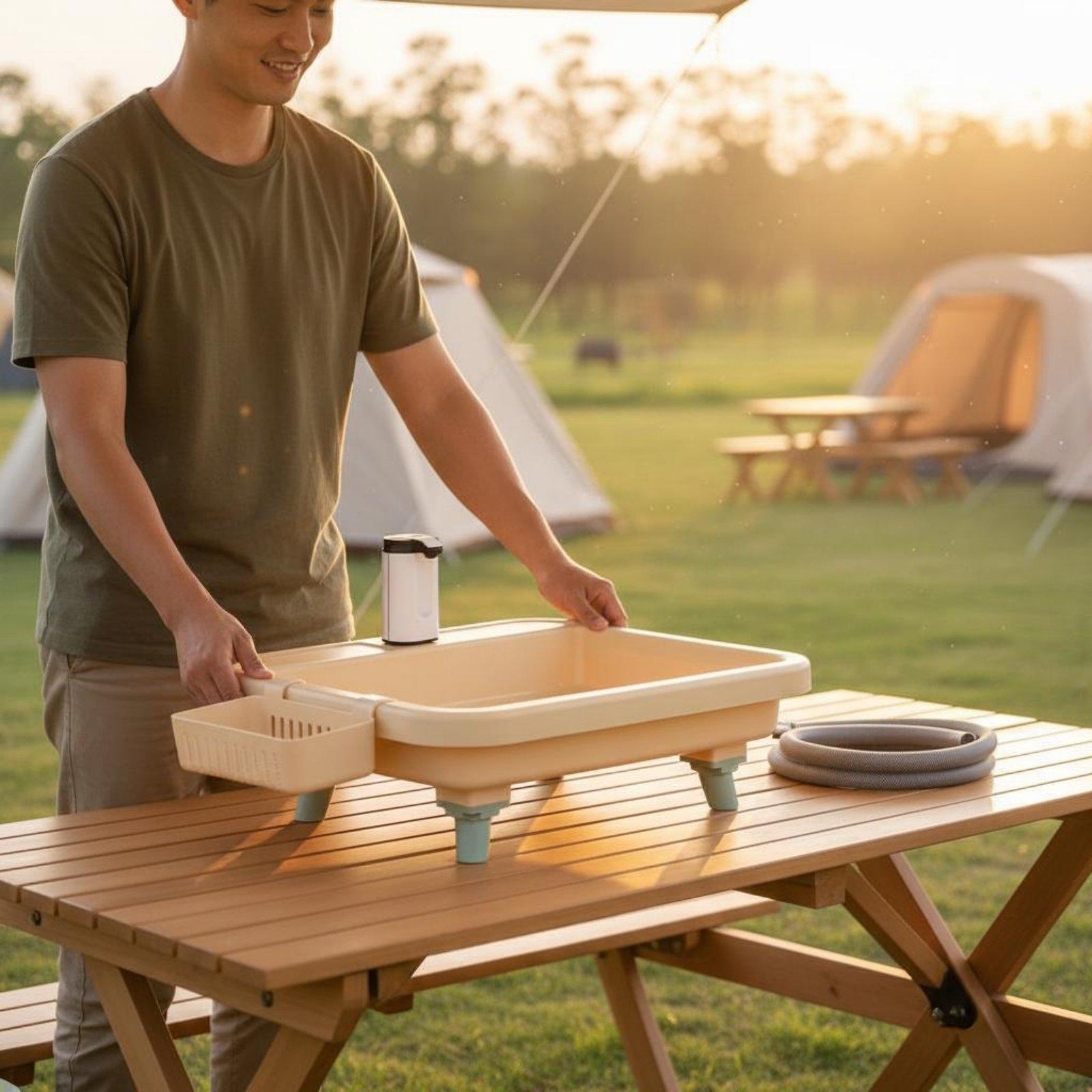 Outdoor Camping Sink - Portable Camping Sink with Built-in Faucet