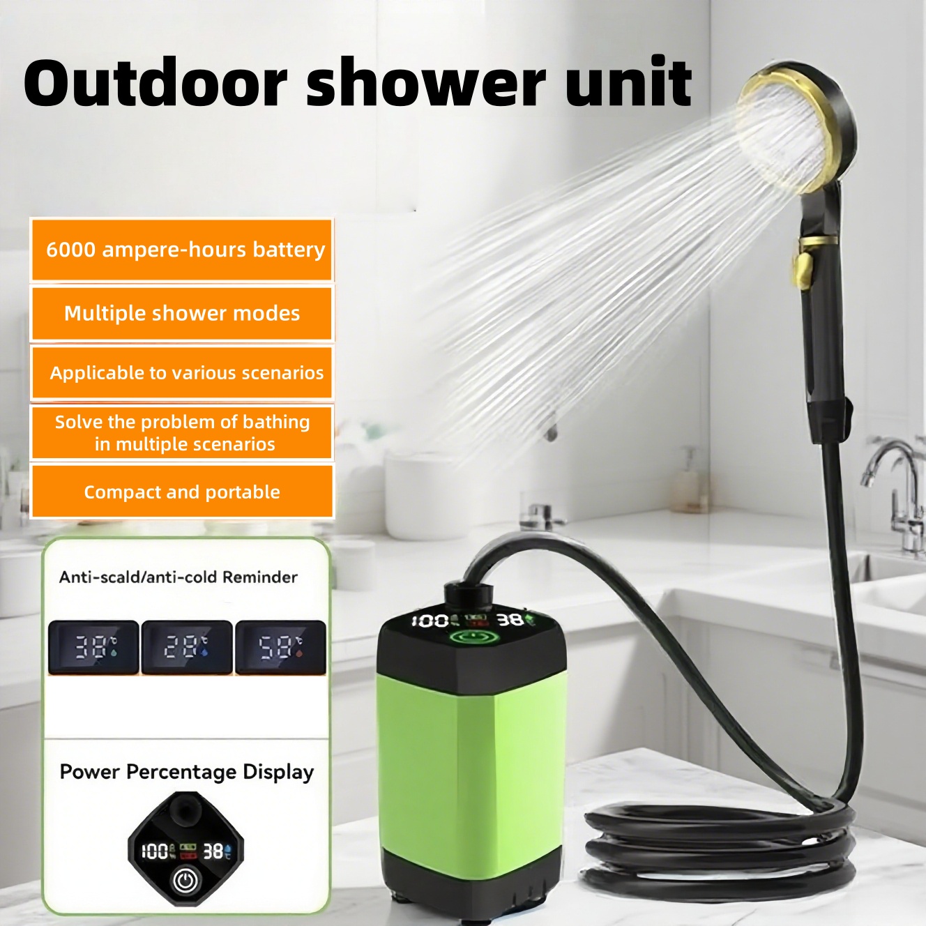 Outdoor Camping Bathroom - Portable Outdoor Electric Shower Unit, with