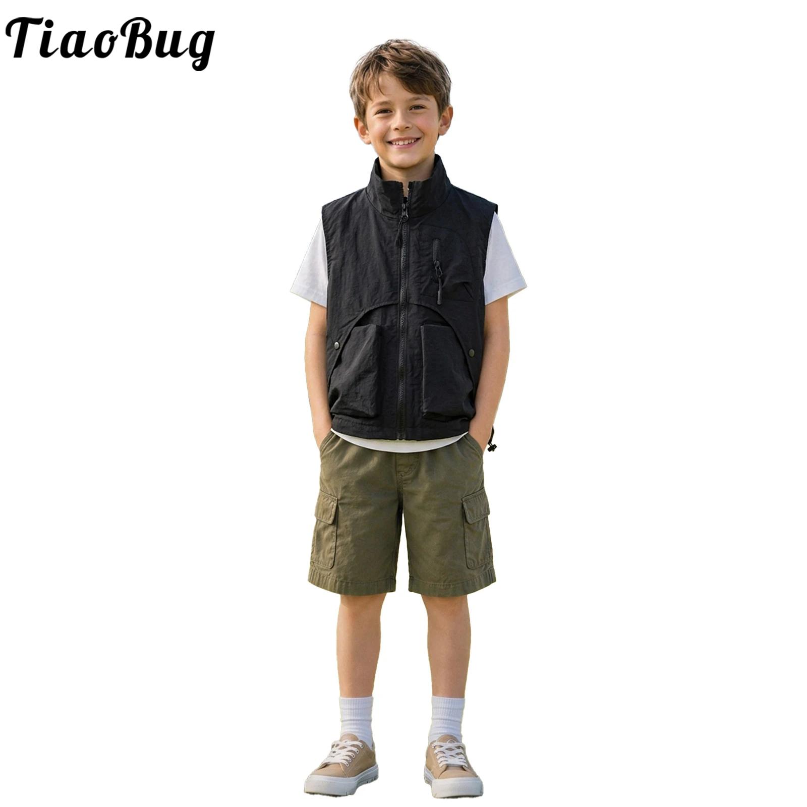 Outdoor Camping Kids Activities - Kids Boys Fashion Zipper Cargo Vest