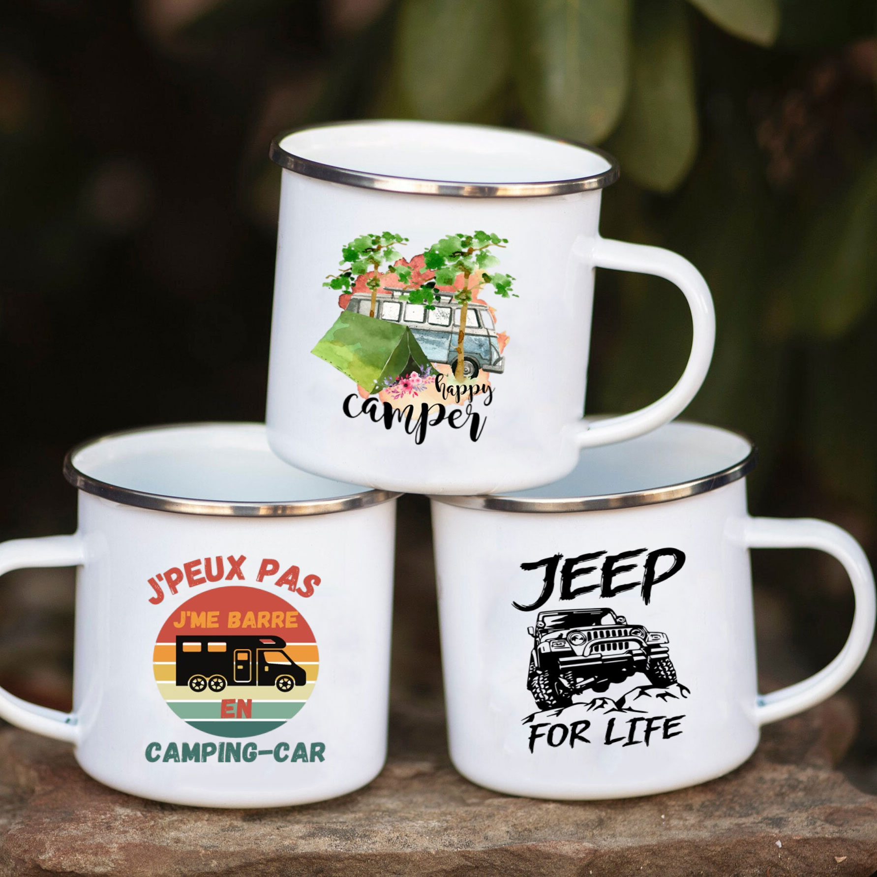 Outdoor Camping Ideas - Camping Car Enamel Mug Adventure Together