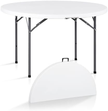 Camping Outdoor Or Indoor - 4 Foot Round Folding Card Table,
