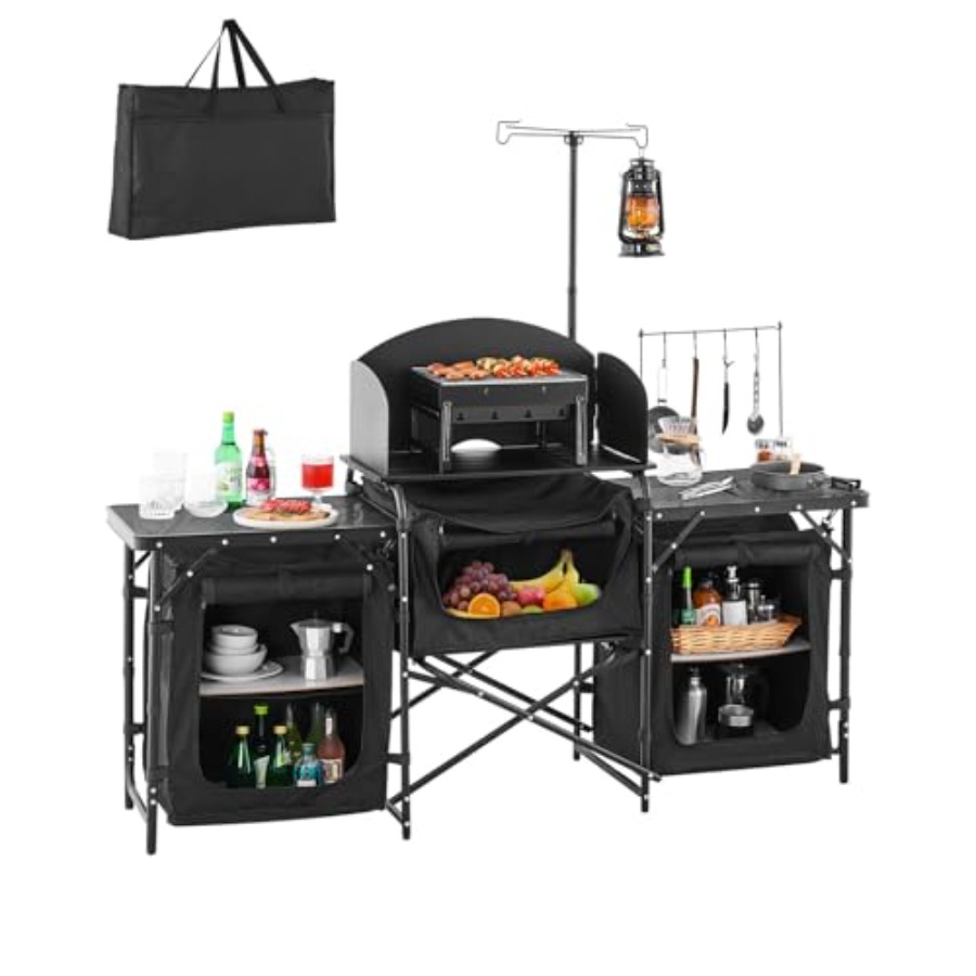 Outdoor Camping Table With Storage - Camping Kitchen Table, Outdoor Camp Cooking