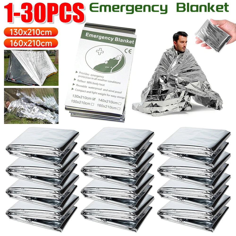 Outdoor Camping Mat Waterproof - 1-30PCS Emergency Blanket Outdoor Survive First