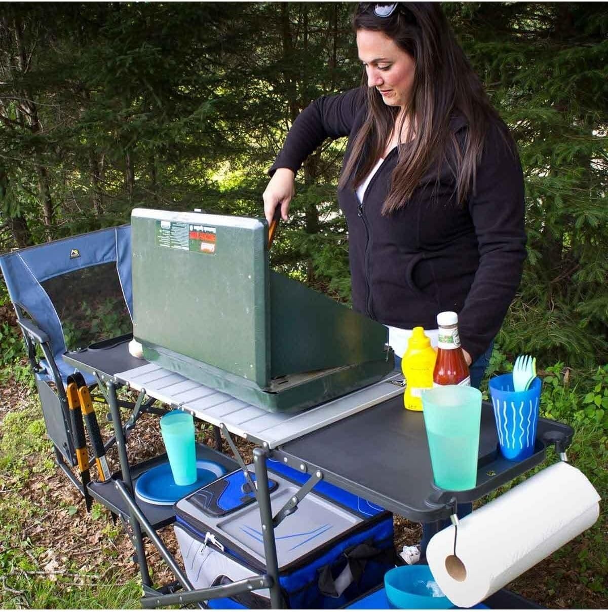 Slim Fold Portable Camping Kit - đánh giá và giá Outdoor Camping Table With Storage