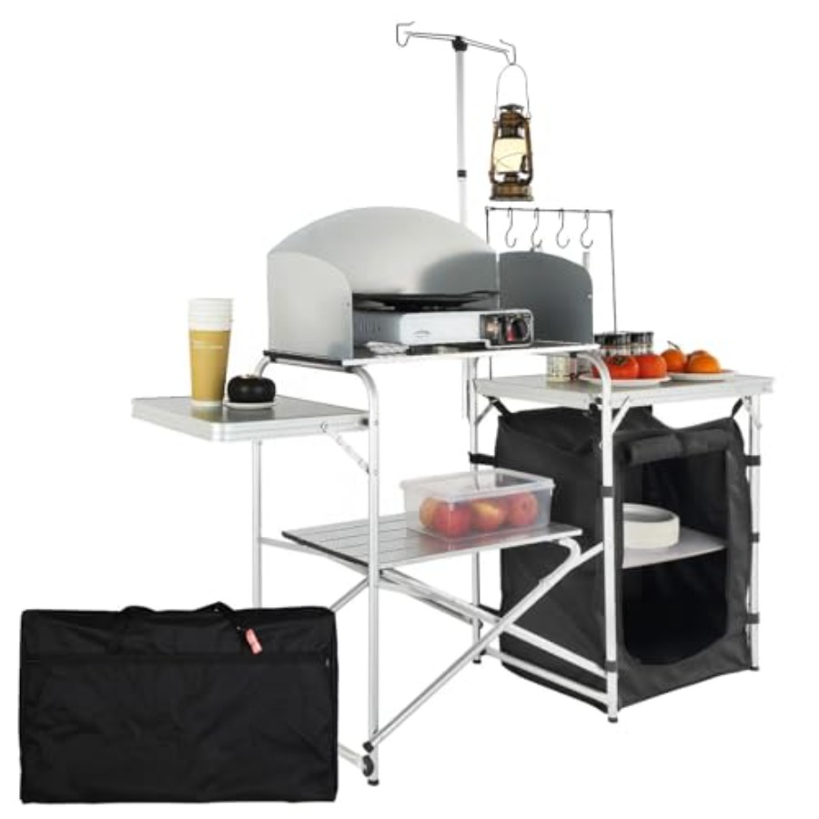 Camping Kitchen Table, Folding - đánh giá và giá Outdoor Camping Table With Storage