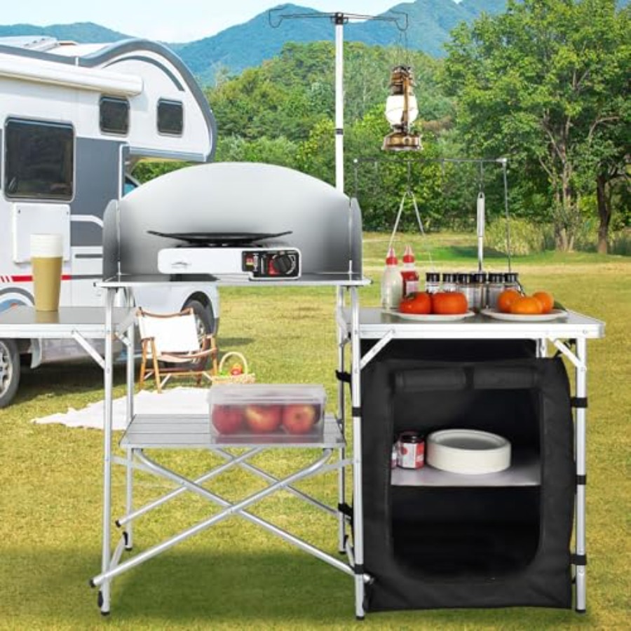 Camping Kitchen Table, Folding - đánh giá và giá Outdoor Camping Table With Storage