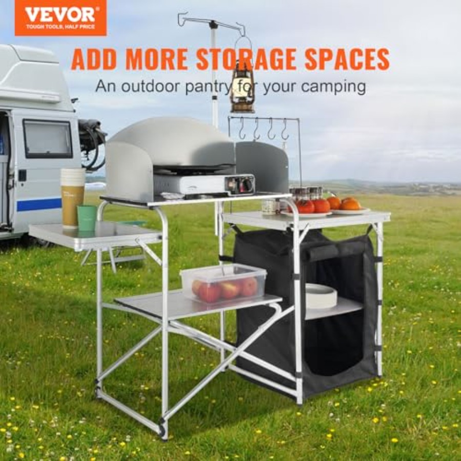 Camping Kitchen Table, Folding - đánh giá và giá Outdoor Camping Table With Storage