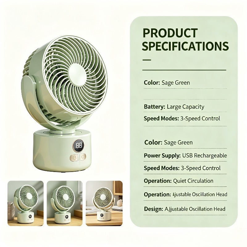 USB Rechargeable Silent Fan wi - đánh giá và giá Outdoor Camping Fan