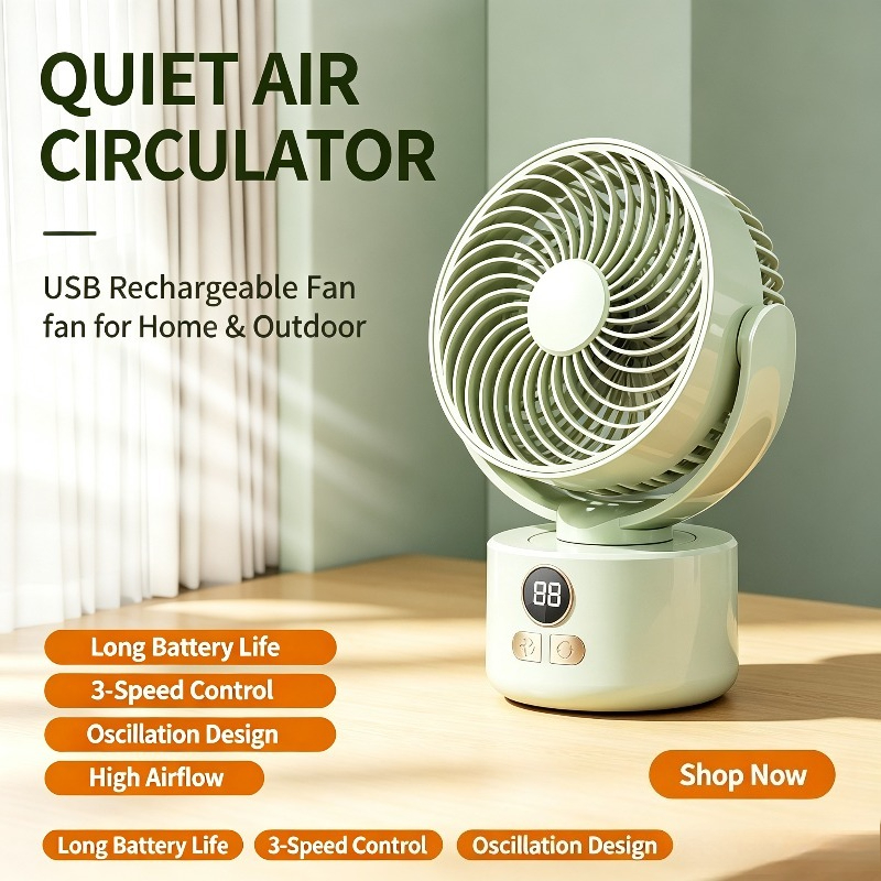 USB Rechargeable Silent Fan wi - đánh giá và giá Outdoor Camping Fan