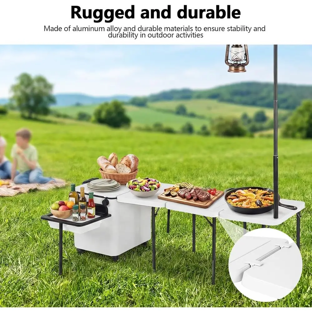 Portable Folding Outdoor Kitch - đánh giá và giá Outdoor Camping Table With Storage