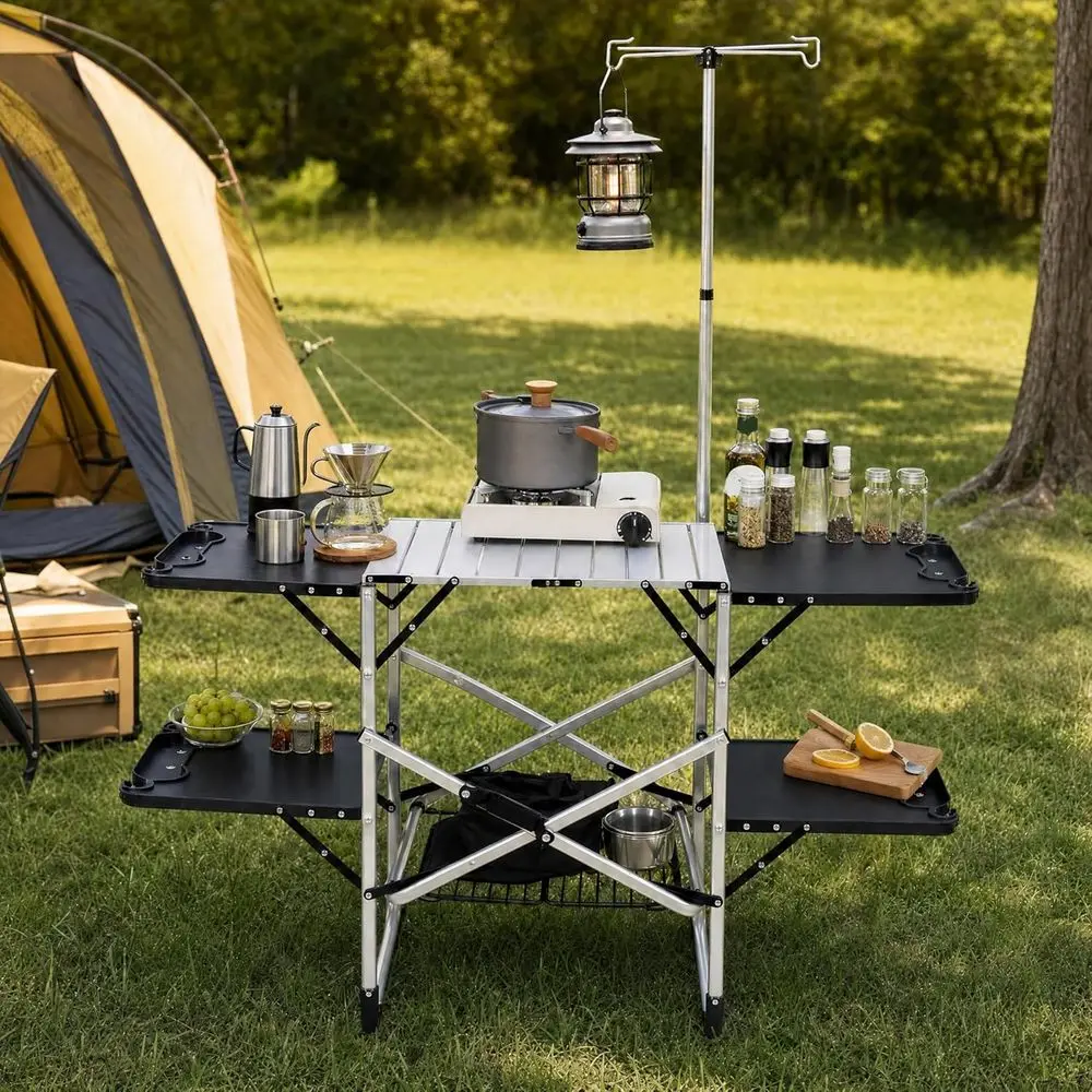 Portable Outdoor Kitchen Table - đánh giá và giá Outdoor Camping Table With Storage