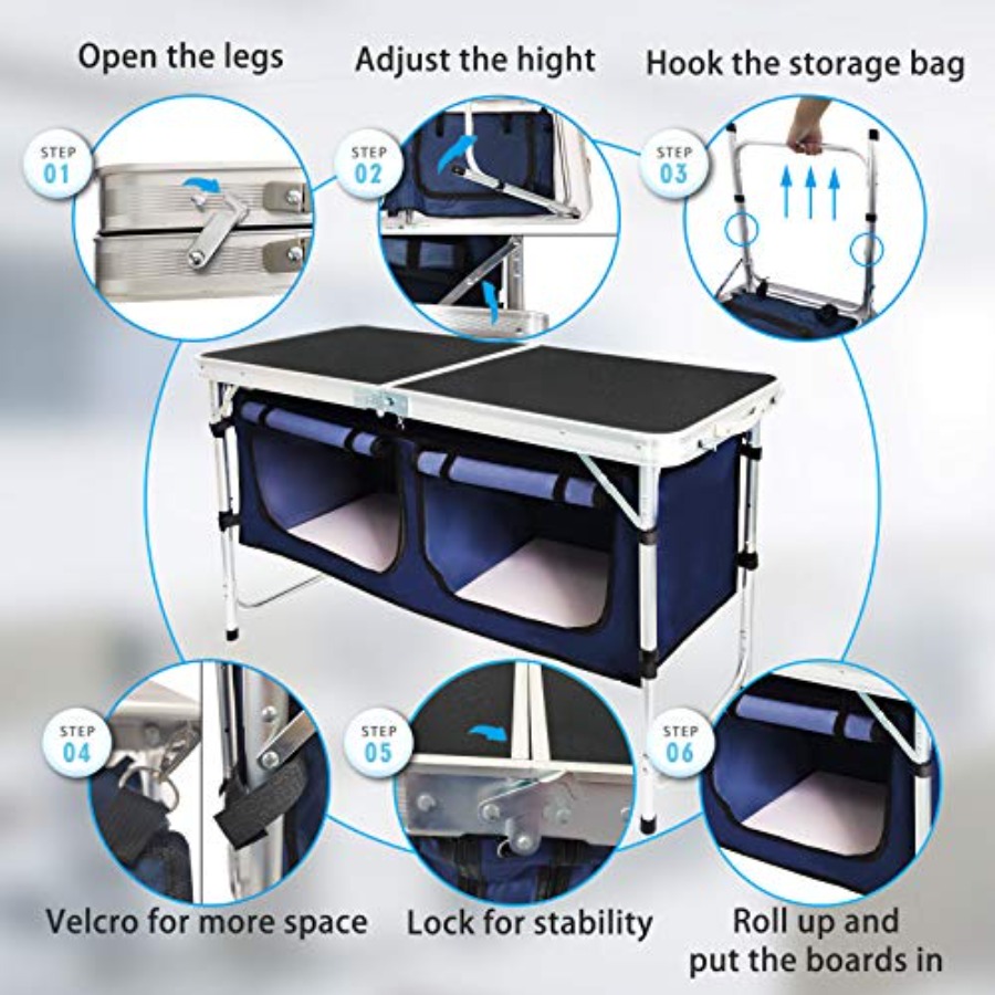 Outdoor Folding Table Aluminum - đánh giá và giá Outdoor Camping Table With Storage