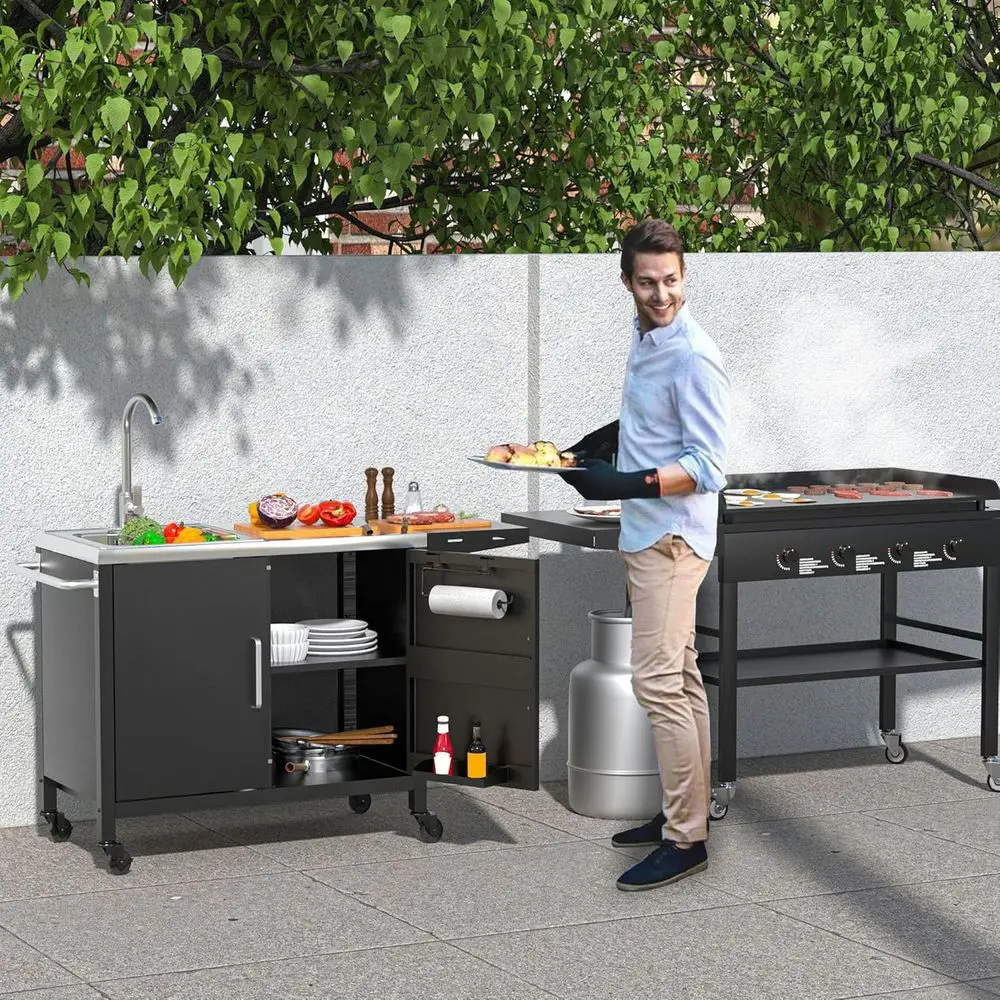 Outdoor Kitchen Island with St - đánh giá và giá Outdoor Camping Sink