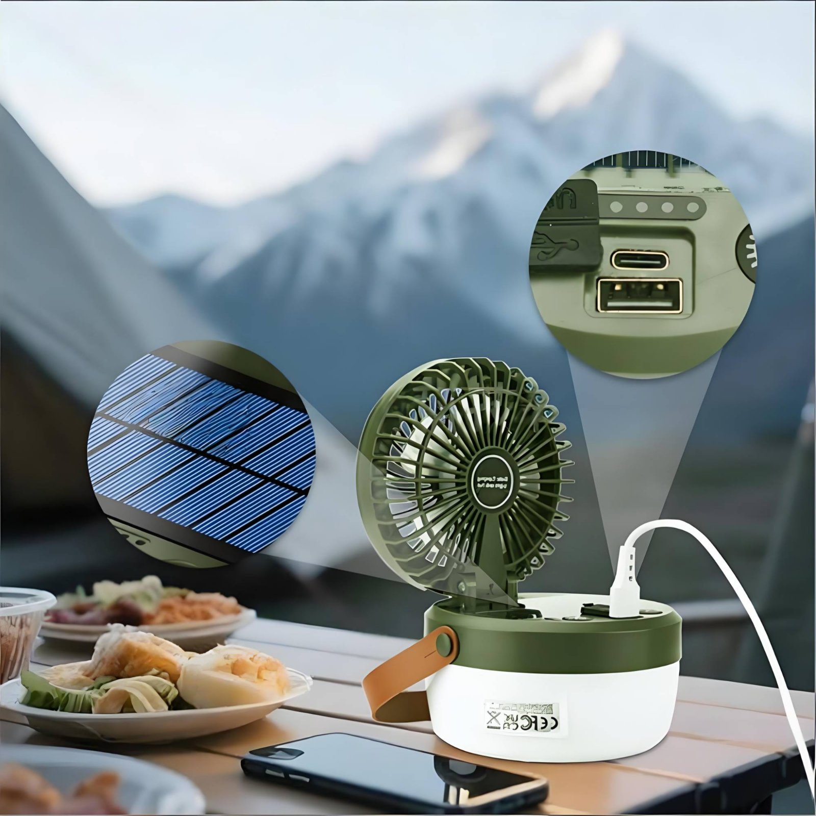 Solar Camping Fan Lantern Fold - đánh giá và giá Outdoor Camping Fan