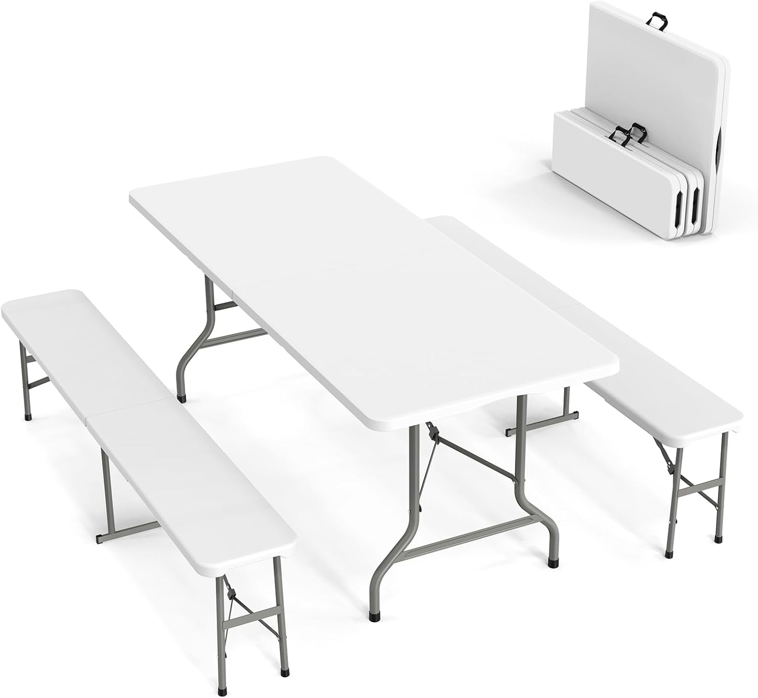 Picnic Table Set with 2 Benche - đánh giá và giá Camping Outdoor Or Indoor