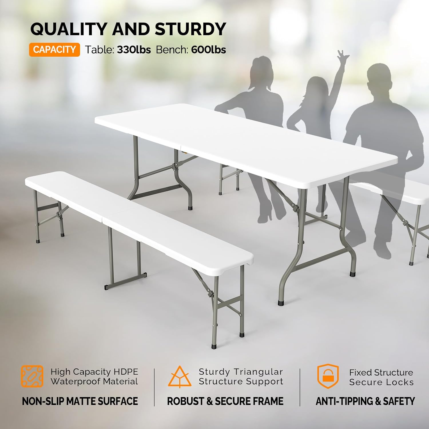 Picnic Table Set with 2 Benche - đánh giá và giá Camping Outdoor Or Indoor