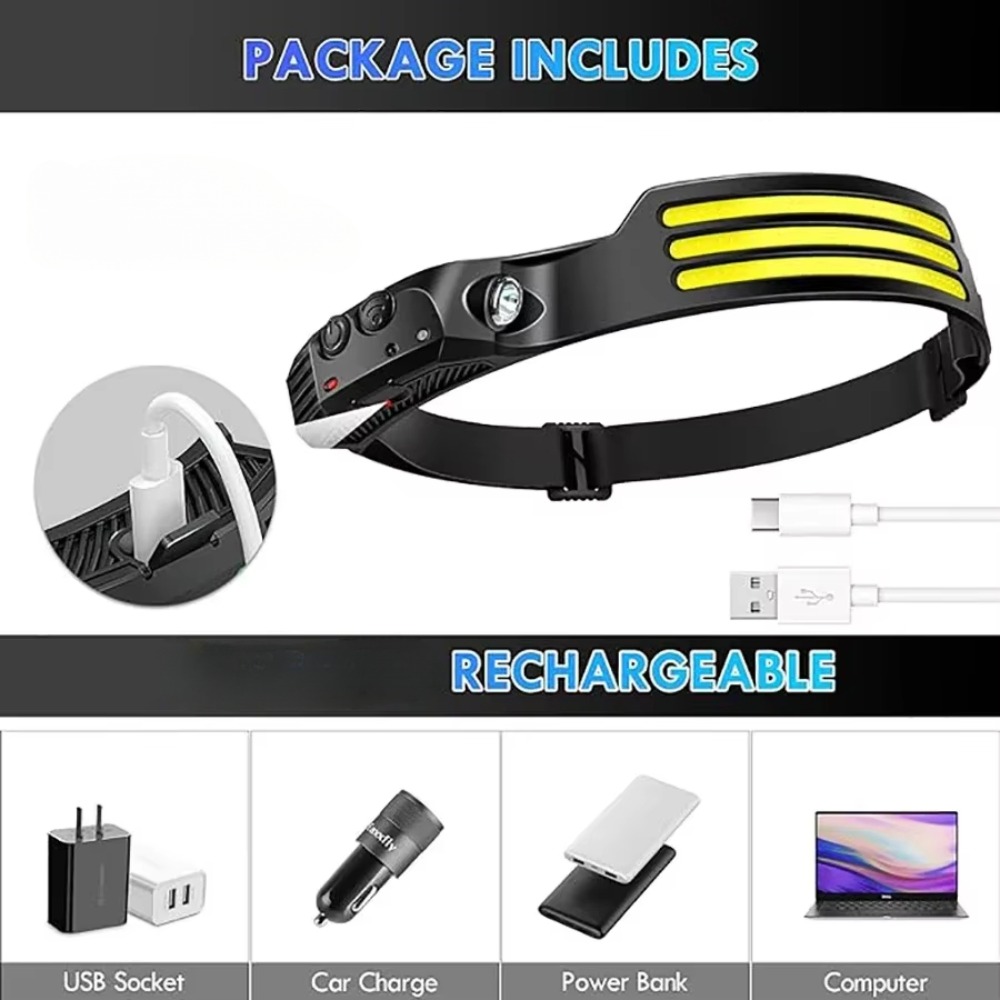 COB LED Induction Headlamp USB - đánh giá và giá Outdoor Camping Decor