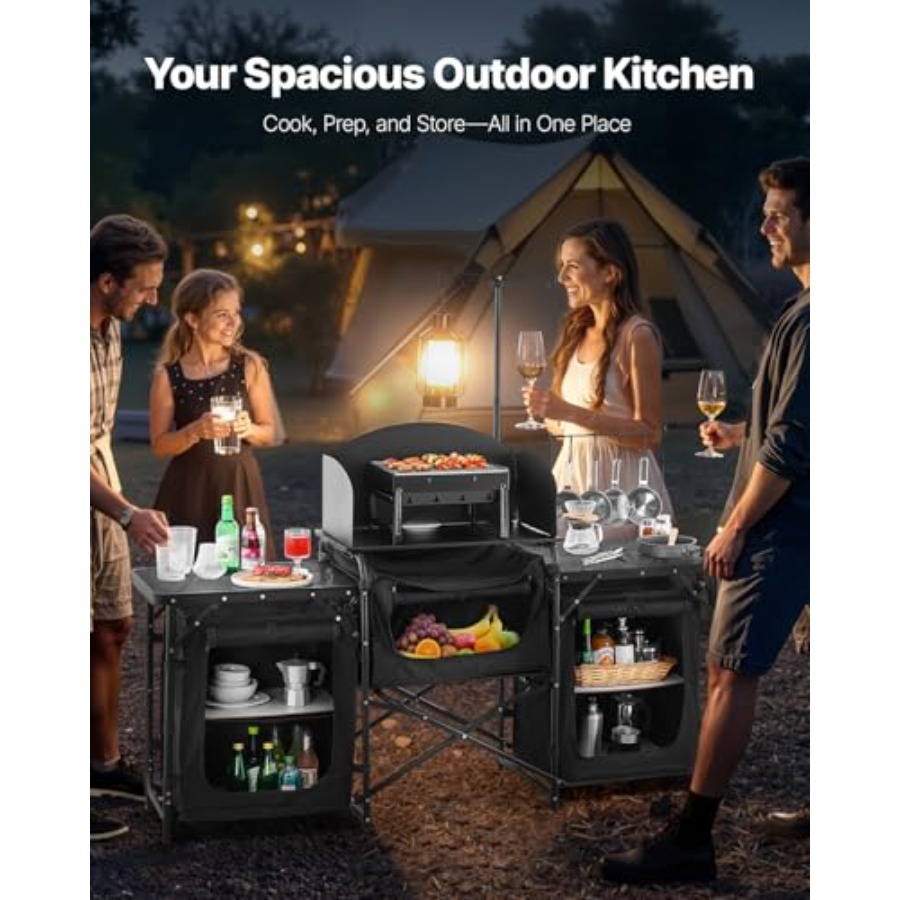 Camping Kitchen Table, Outdoor - đánh giá và giá Outdoor Camping Table With Storage